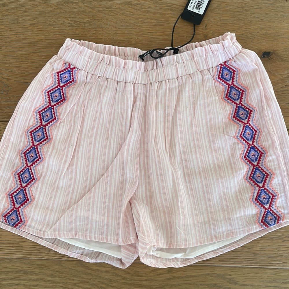 Miss Me Girls M stripe shorts with stitching NWT